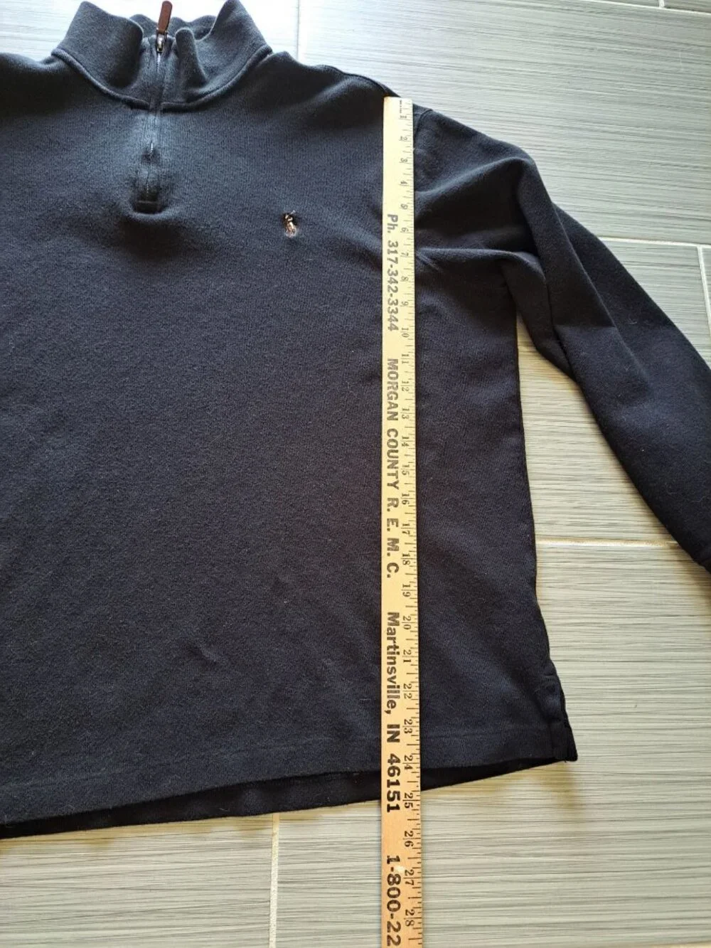 Polo Ralph Lauren Estate Rib Quarter-Zip Pullover XL Black  Cotton Mens Sweater